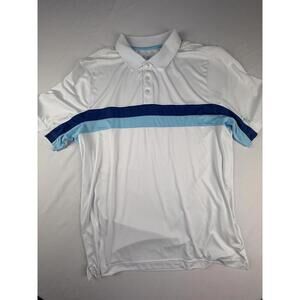 CBUK By Cutter & Buck Shirt Womens 2XL White Blue Stripe Polo Golf Performance